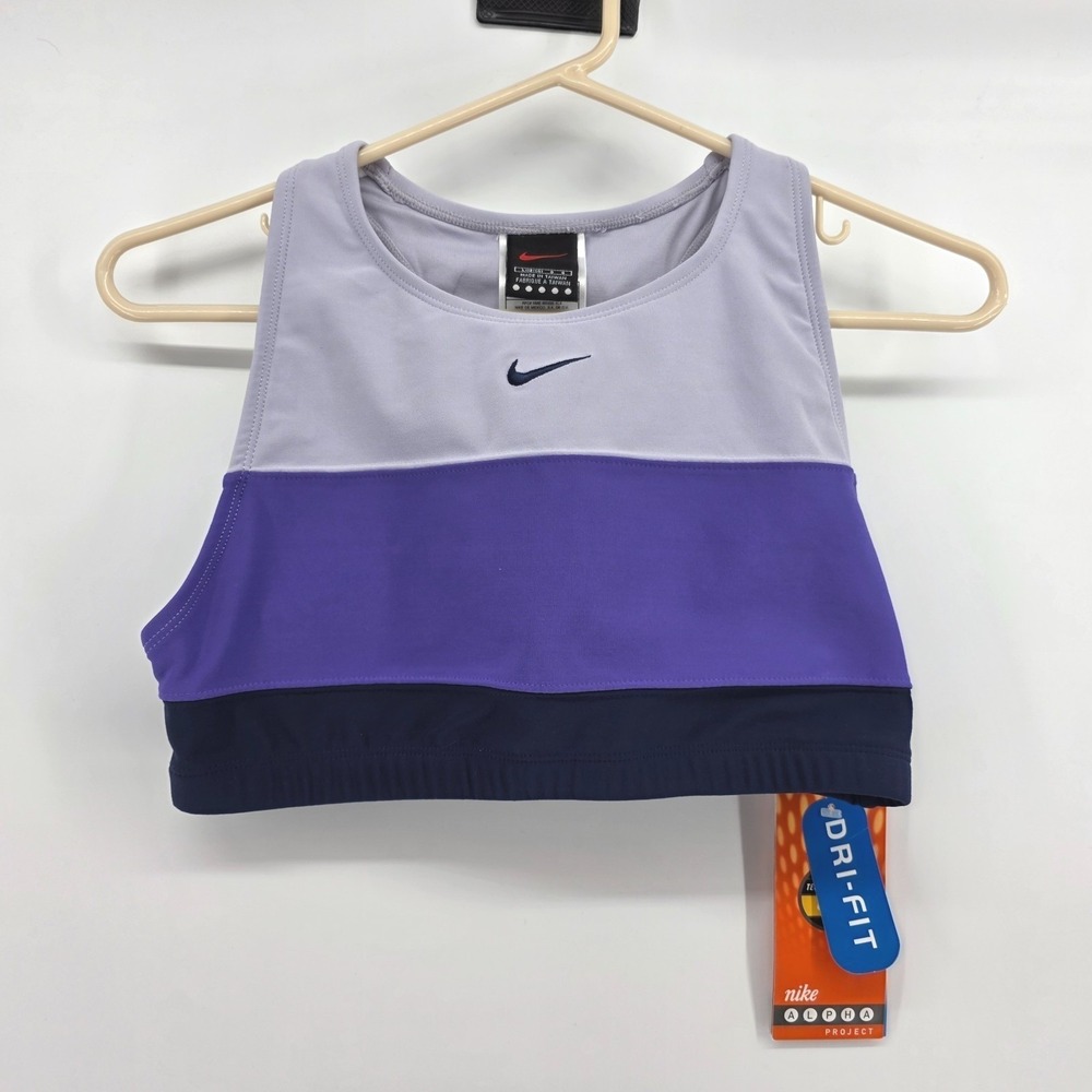 Nike‎ Alpha Project Dri-FIT Sports Bra Womens Large Purple Colorblock 220869-410
